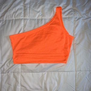 1 orange off the shoulder crop top